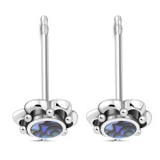 Large Abalone Shell Flower Stud Silver Earrings, e334